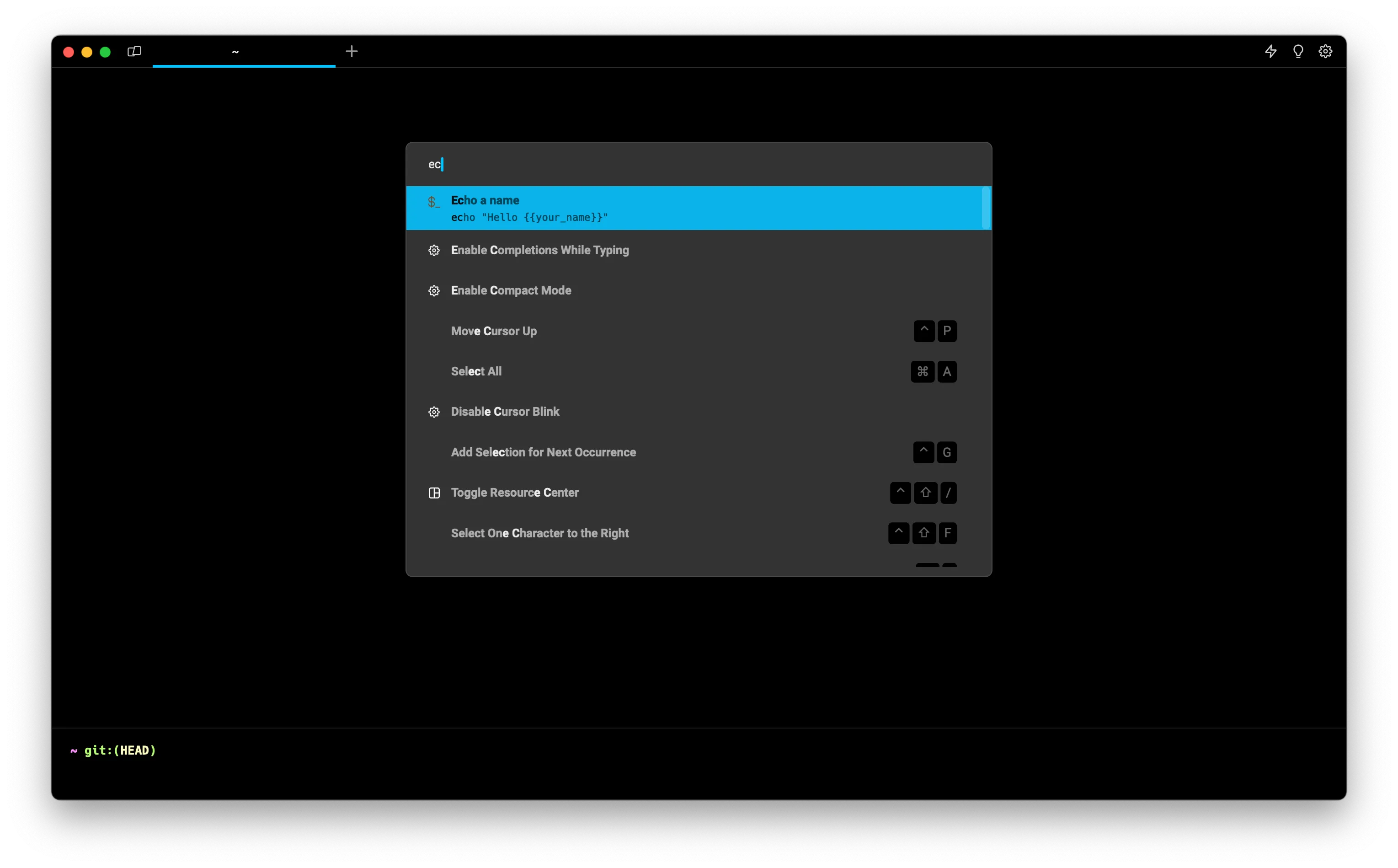 Search for any workflow in the Command Palette with CMD + P